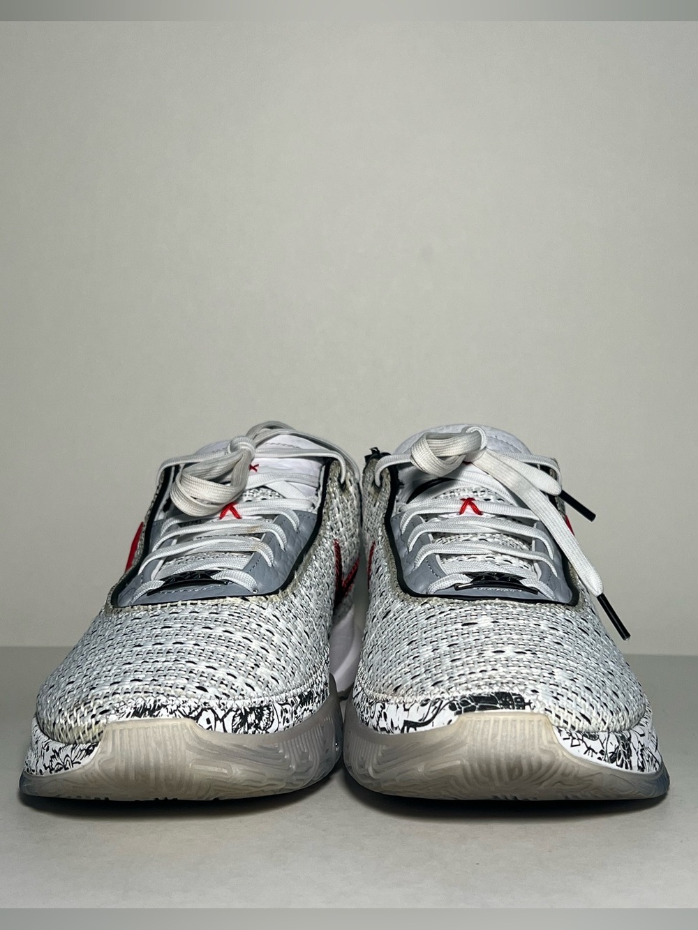 Nike LeBron XX “DEBUT WHITE” 2022 White & Gray Knit Sneakers with Red Accent